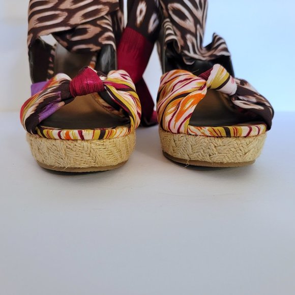 A.N.A Printed Textile Espadrille Wedges 9M EUC - Picture 4 of 10